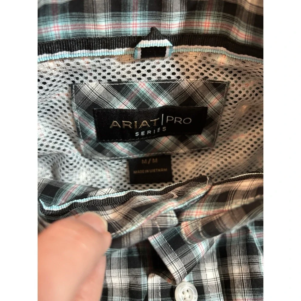 Ariat Pro Series Button Down Shirt Long Sleeve Plaid Cowboy Western Wear Mens M - Picture 5 of 11